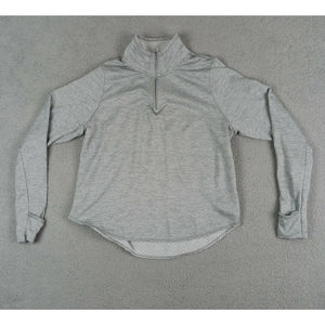 Nike Running Dri Fit Size L Active Wear Long Sleeve Gray 1/4 Zip Shirt